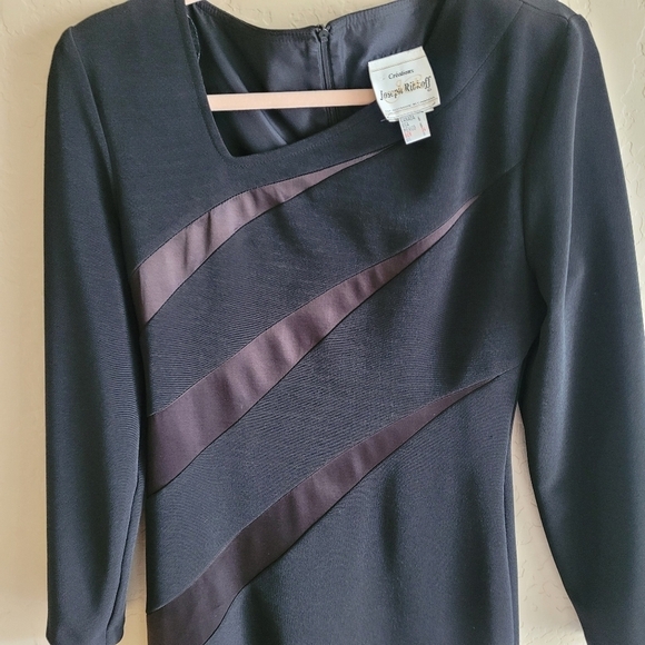 Joseph Ribkoff Vintage Asymmetrical Cut Out Black Dress size 6 - Picture 3 of 10